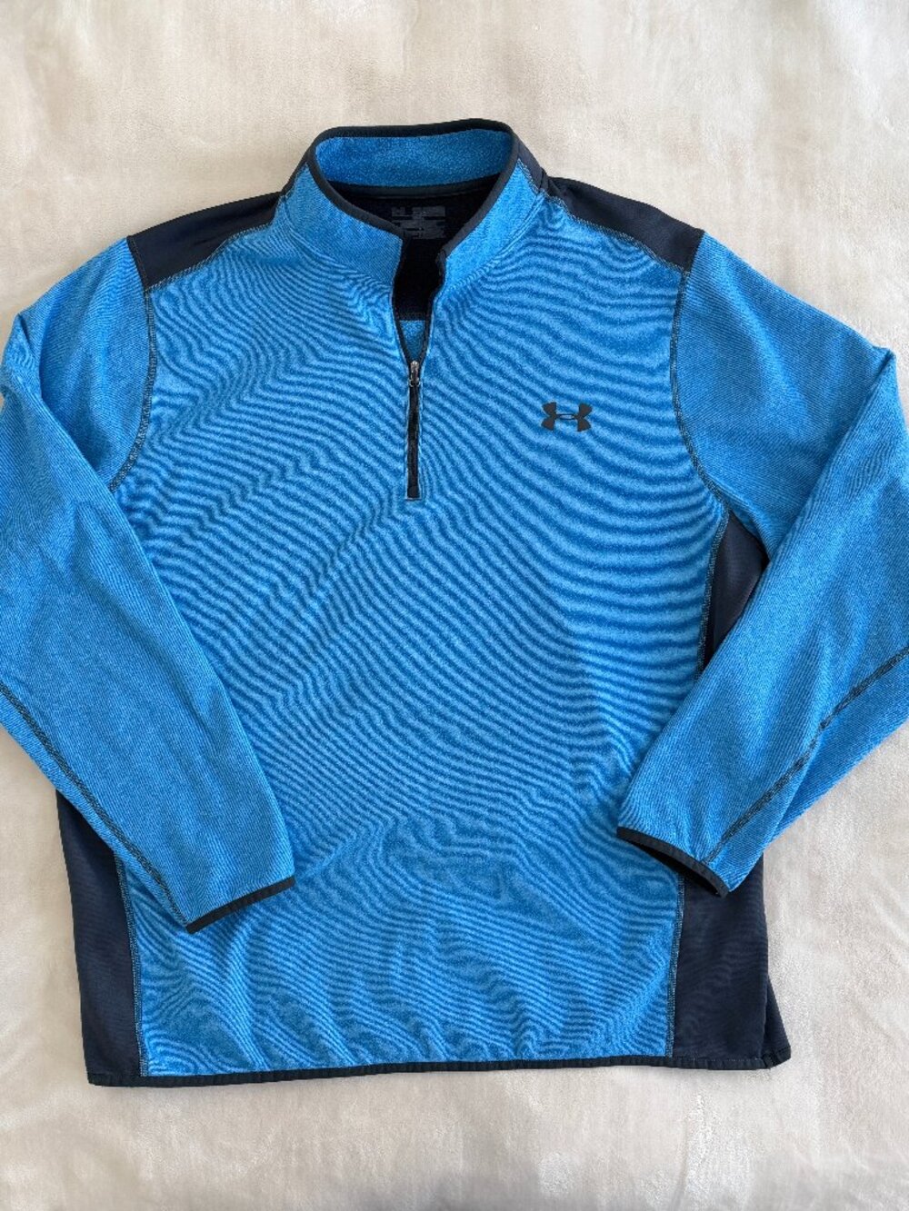 Under Armour ColdGear Mens XXL Blue Gray 1/4 Zip Fleece Pullover Loose Fit 2XL
